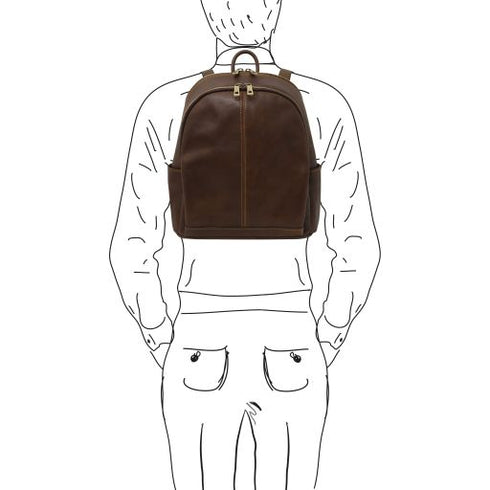 Canberra - 2 Compartments leather backpack